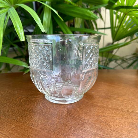 Vintage Ice Bucket Thumbprint Diamond Quilted Pattern Pressed Glass - Picture 4 of 9